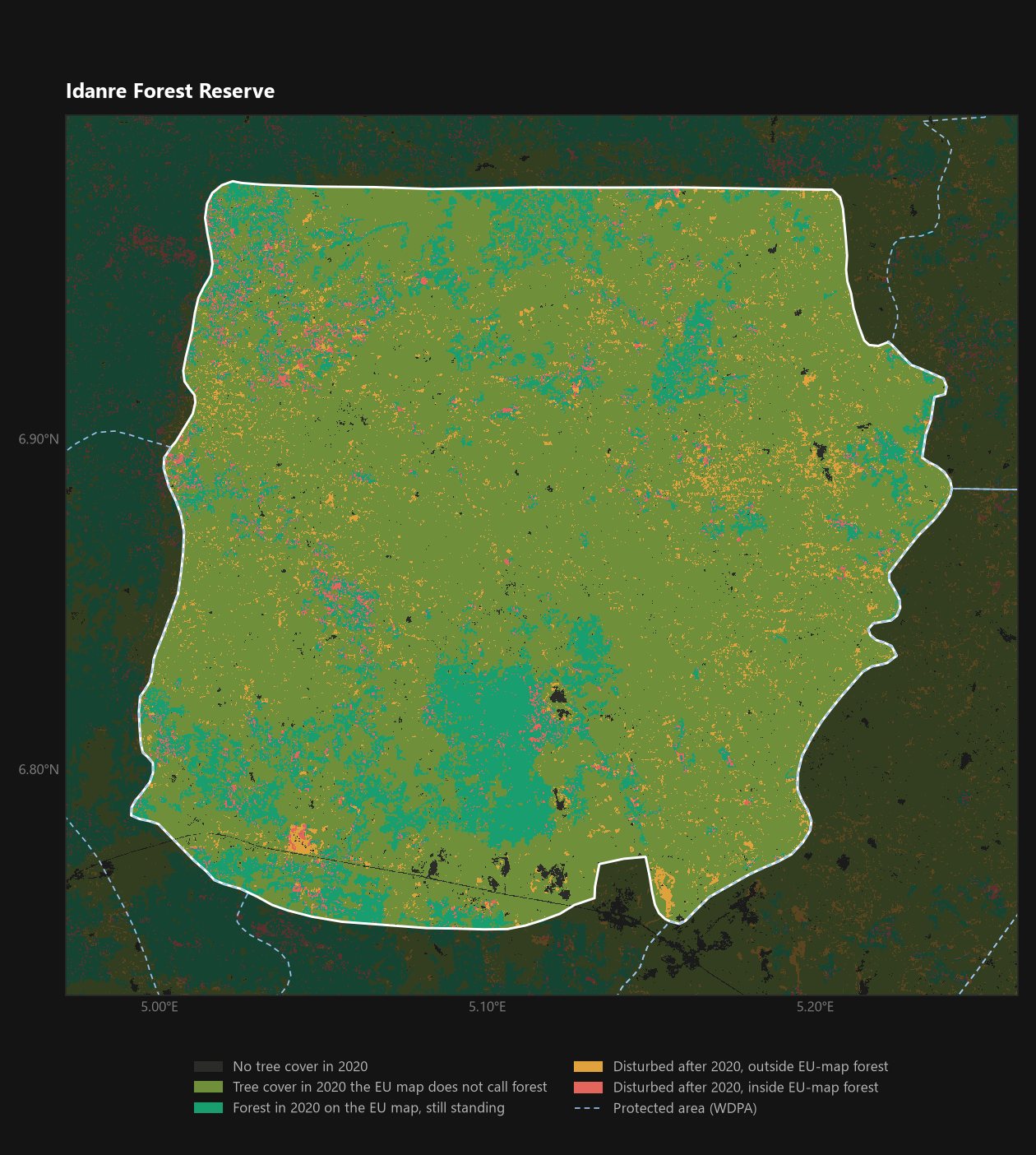 Idanre Forest Reserve, Ondo. Olive dominates: tree cover the EU map does not call forest.